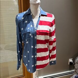 Cotton American flag button down shirt - size small
